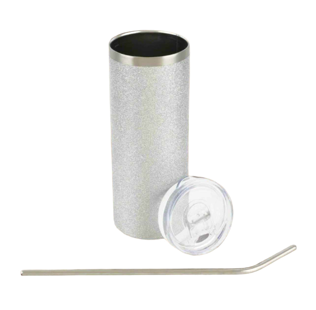 20 oz Silver Glitter Tumbler-Custom Designing