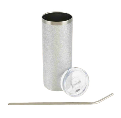 20 oz Silver Glitter Tumbler-Custom Designing