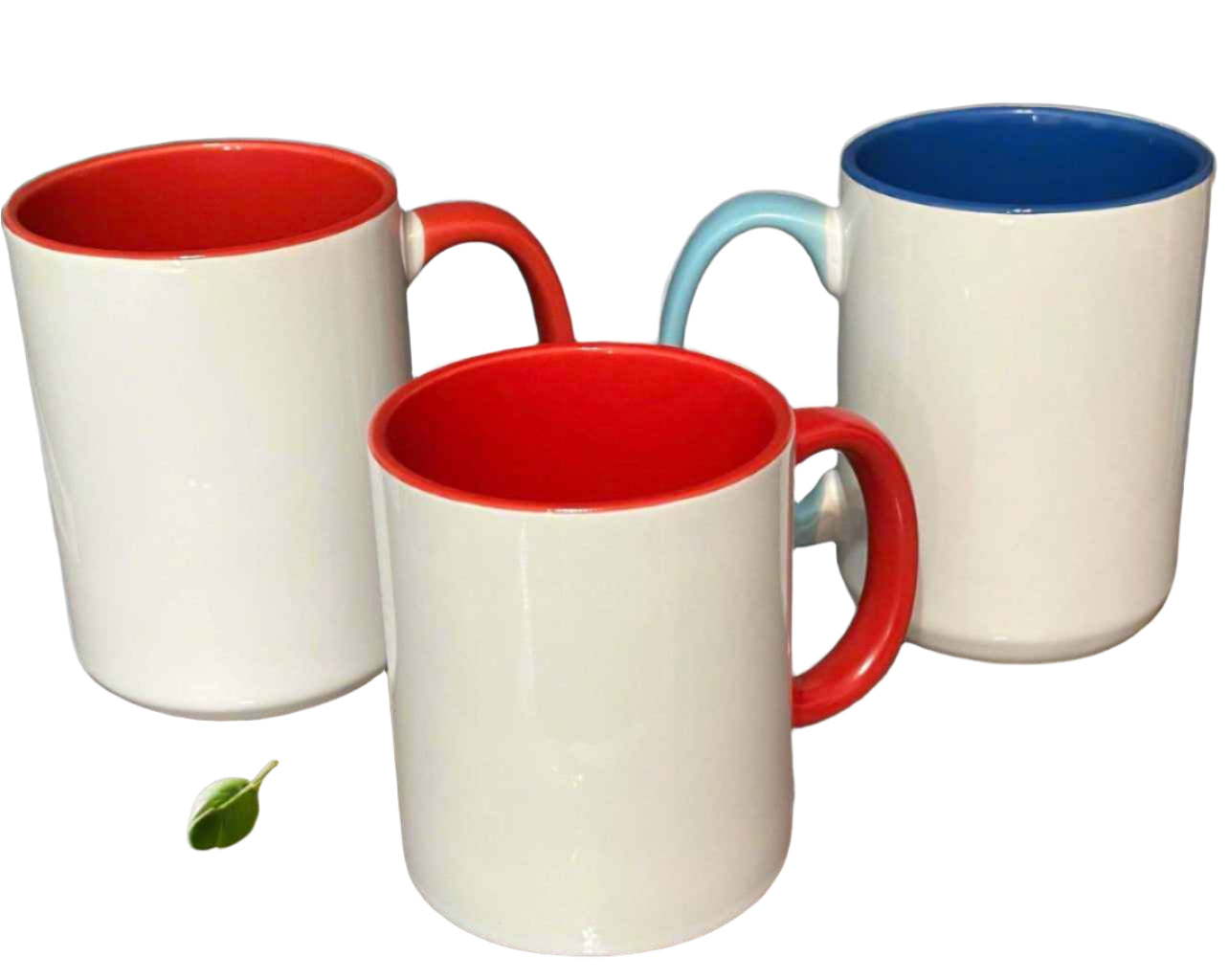 15 oz Ceramic Mugs - Custom Designing available in red and blue for stylish beverage enjoyment.